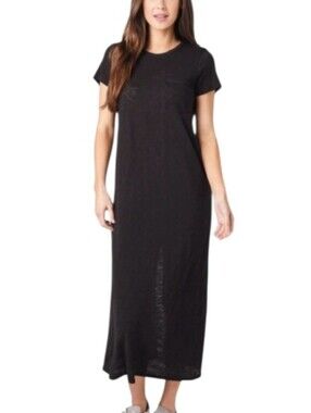 ATM Anthony Thomas Melillo Black Short-Sleeve Maxi Dress
